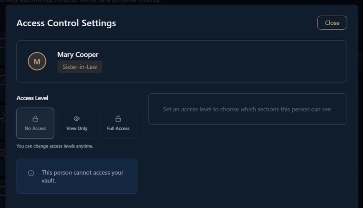 Local Legacy Vault stored securely on your device